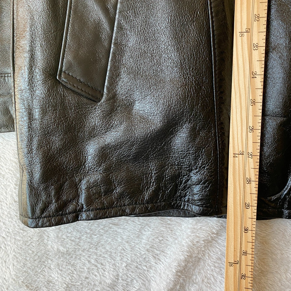 VTG Elegante by Grais Mens Black Leather Jacket with Zip Out Sherpa Vest Size L - Picture 10 of 12